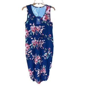 Lilbetter Women's Sleeveless Multicolored Flowered Dress Size M Midi Blue NEW